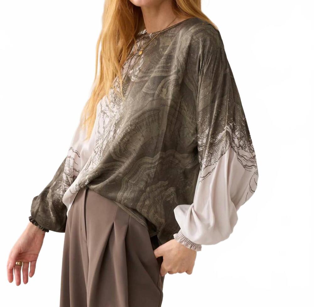 NEW SUMMUM abstract blouse in olive